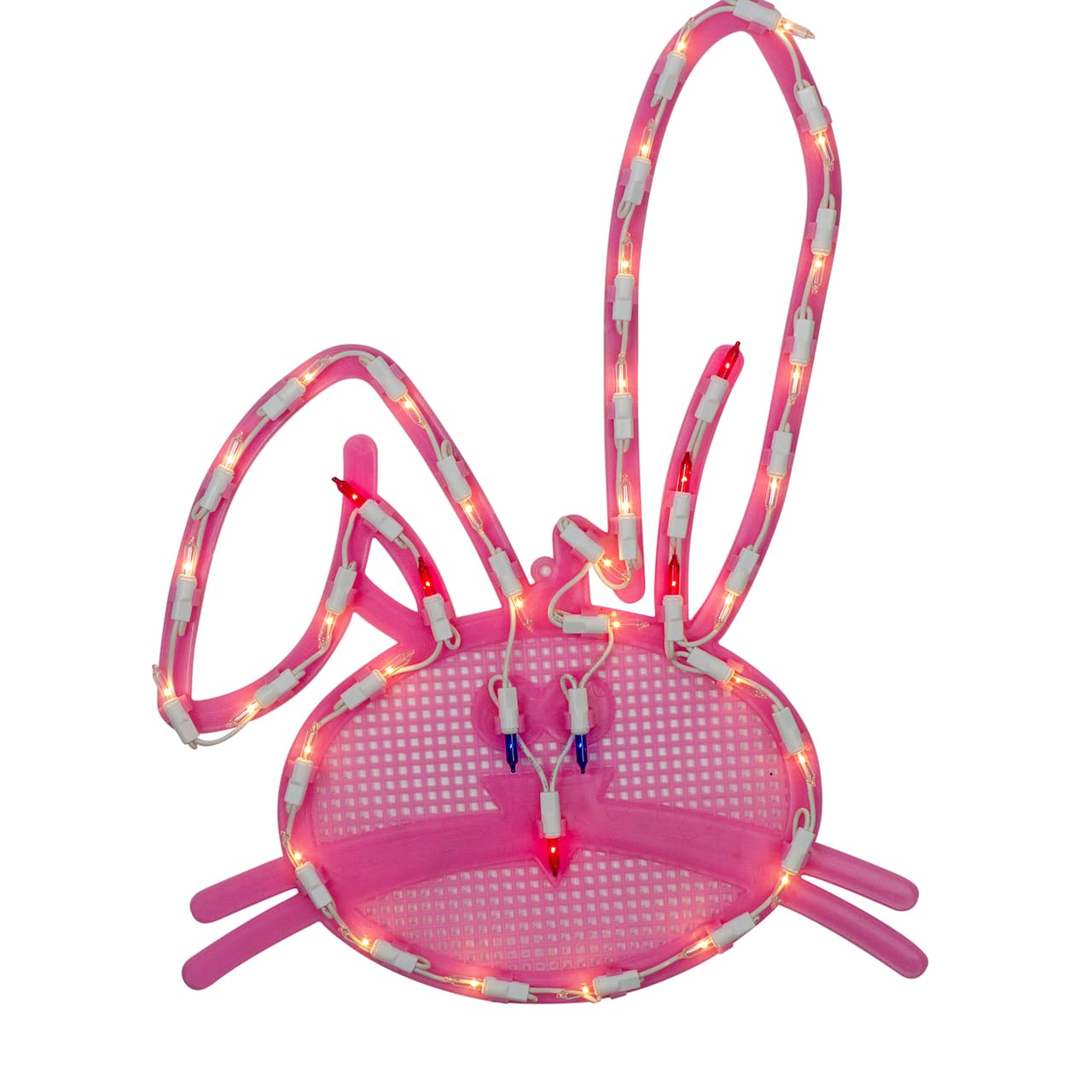 17" Pink Lighted Bunny Head Easter Window Silhouette